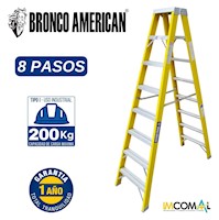 Escalera Tijera Fibra de Vidrio Profesional Doble Ascenso 8 Pasos